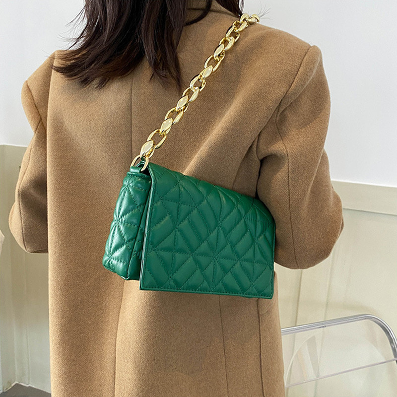 Moodne ruuduline õlakott Paksu ketiga kaenlaalused kotid naistele Brändi disainiga käekotid ja rahakotid naistele