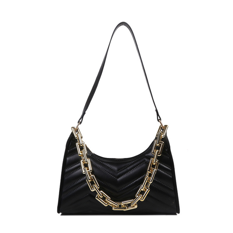 Genți de mână în relief cu verificare la modă Genți de umăr cu lanț din piele PU noi pentru femei Textura Cumpărături Fermoar la subrat