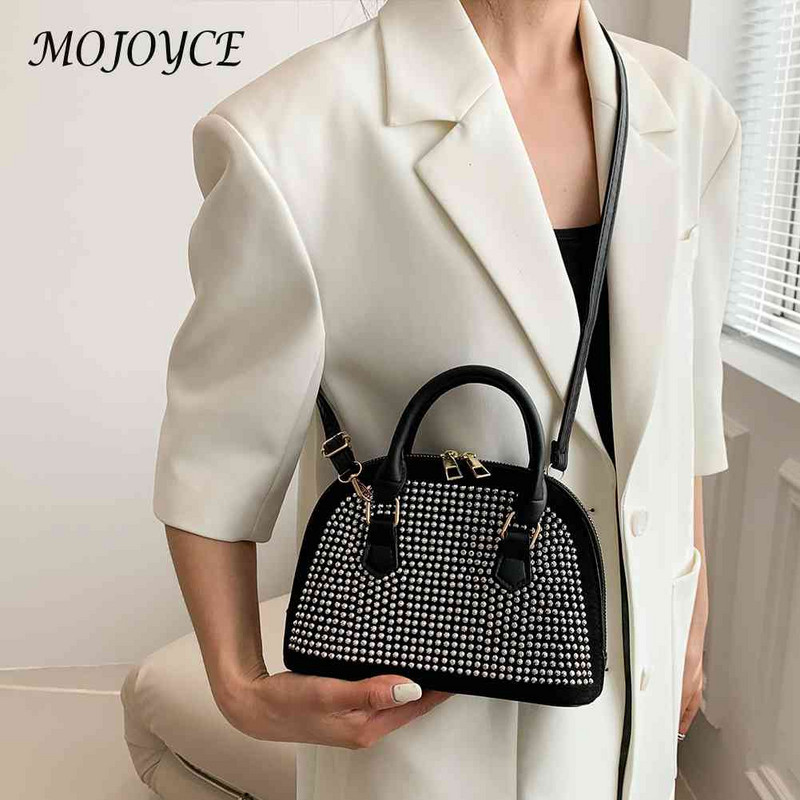 2023 PU Messenger Geantă cu diamante strălucitoare Poșetă de mână cu fermoar cu mâner superior Geanta de călătorie din piele pentru femei Geantă pentru cameră Geantă de crossbody