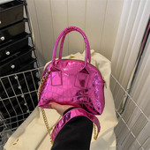 2023 Πολυτελής γυναικεία γυαλιστερή στάμπα με κροκόδειλο Δερμάτινο πάρτι Tote Designer Τσάντα ώμου με πράσινη αλυσίδα Τσάντες χιαστί Τσάντες και πορτοφόλια