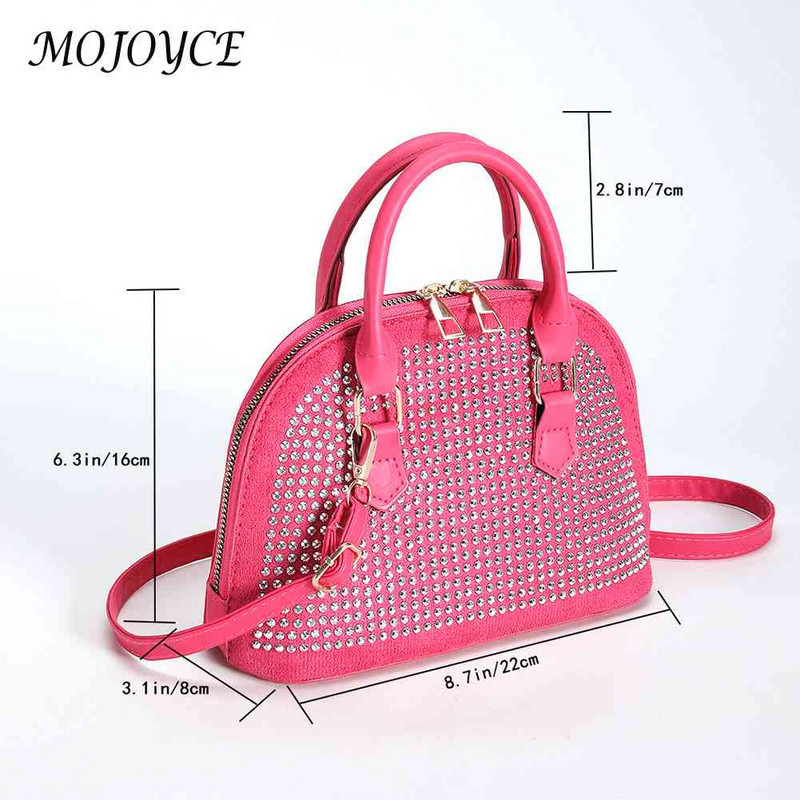 PU bőr kézitáska fényes gyémánt dísz felső fogantyús cipzáras kézitáska bőr női utazótáska fényképezőgép táska futártáska 2023