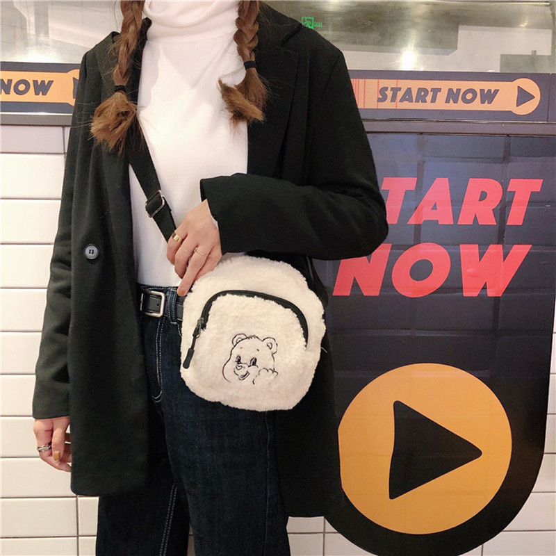 Naiste mood, talvised väikesed õlakotid naistele telefonikott Soe armas stiil vabaaja ühevärviline käekott Tüdrukule