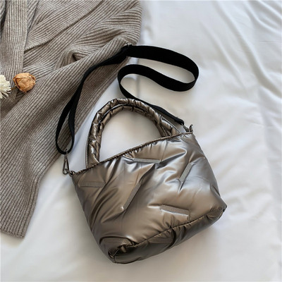 Uus talvine puuvillane õlakott, pehme nailonist käekotid, disainitud ristkehaga kotid naistele, väike vabaaja käepidemega kott