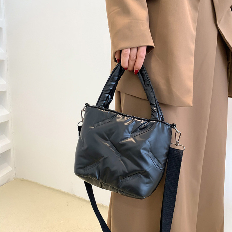 Uus talvine puuvillane õlakott, pehme nailonist käekotid, disainitud ristkehaga kotid naistele, väike vabaaja käepidemega kott