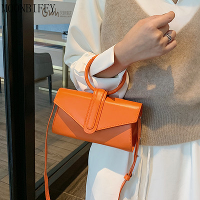 Чанта през рамо в цвят бонбон Дамска чанта за 2022 г. Модна семпла дизайнерска дамска чанта Луксозна дамска PU кожена едноцветна дамска чанта