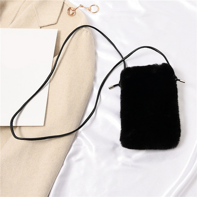 2023. aasta lihtne talvine kunstkarusnahast põikkott naistele Väikesed ühevärvilised mobiiltelefonikotid Mini välistingimustes kasutatav reisikott