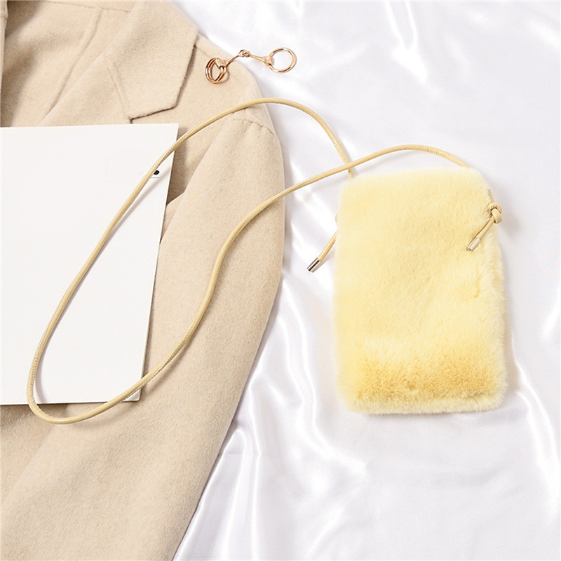 2023. aasta lihtne talvine kunstkarusnahast põikkott naistele Väikesed ühevärvilised mobiiltelefonikotid Mini välistingimustes kasutatav reisikott