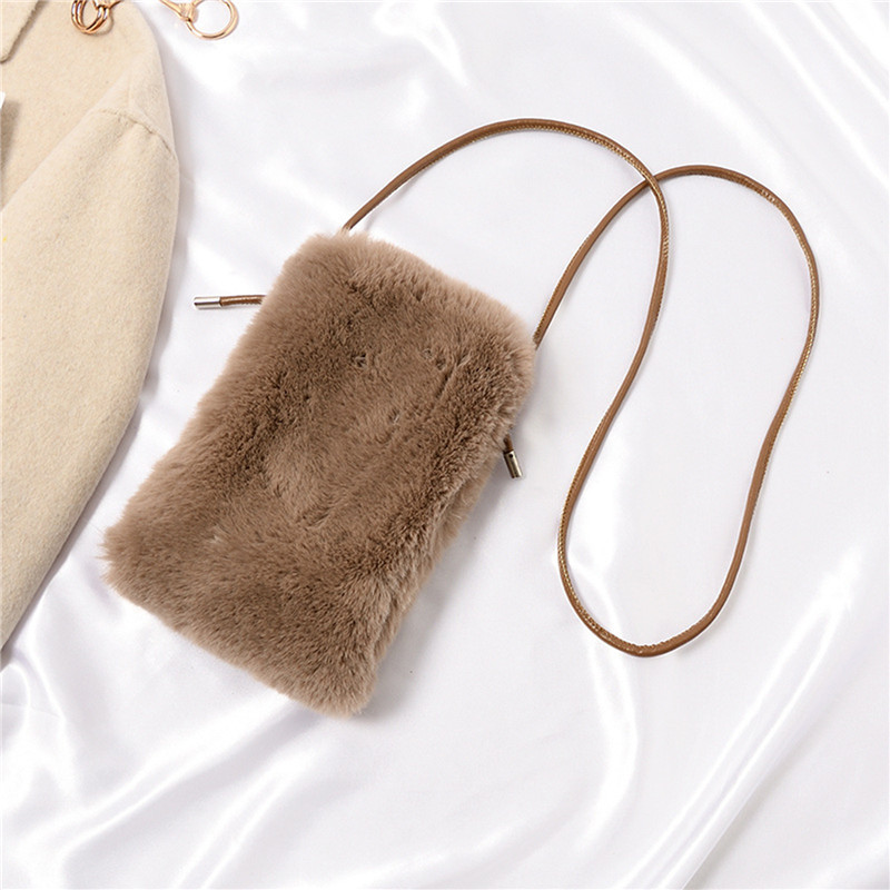 2023. aasta lihtne talvine kunstkarusnahast põikkott naistele Väikesed ühevärvilised mobiiltelefonikotid Mini välistingimustes kasutatav reisikott