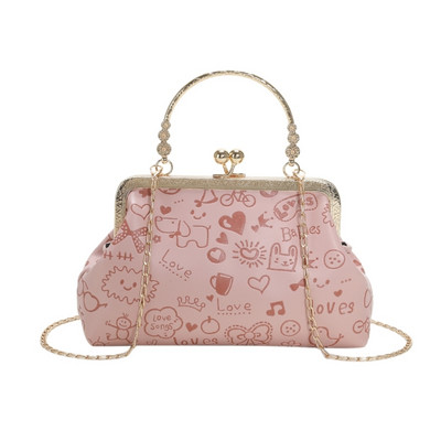 Suvised naiste õlakotid armsad multifilmid trükised kett Kotid käekotid Luksuslik mood PU Crossbody kott disainer huulepulga kott