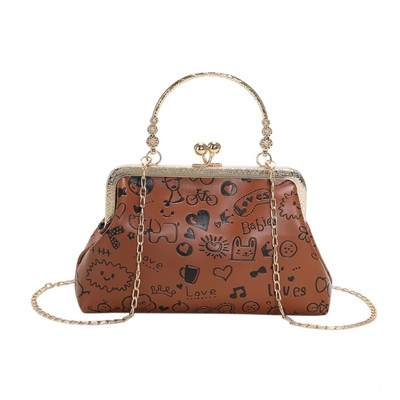 Suvised naiste õlakotid armsad multifilmid trükised kett Kotid käekotid Luksuslik mood PU Crossbody kott disainer huulepulga kott