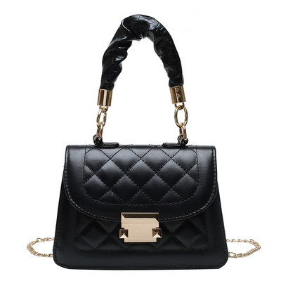 Modne torbe na rame s rešetkastim uzorkom, prijenosne ženske plisirane torbe od PU kože s retro lancima, male torbice preko ramena