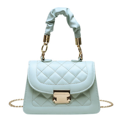 Modne torbe na rame s rešetkastim uzorkom, prijenosne ženske plisirane torbe od PU kože s retro lancima, male torbice preko ramena