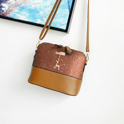 Moodne naiste kott Naiste PU-nahast käekott Tõmblukuga õlakott Litrid Deer Decor Vabaaja kotid Sac Bandouliere Femme