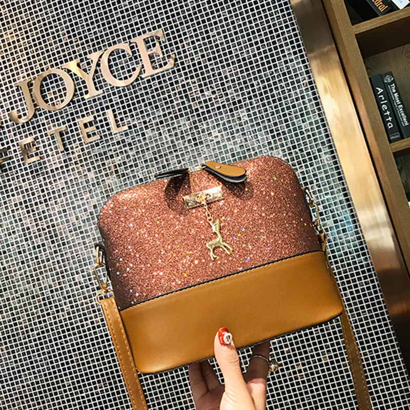 Moodne naiste kott Naiste PU-nahast käekott Tõmblukuga õlakott Litrid Deer Decor Vabaaja kotid Sac Bandouliere Femme