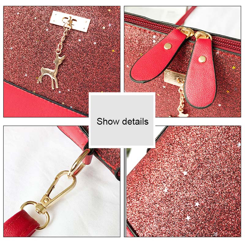 Moodne naiste kott Naiste PU-nahast käekott Tõmblukuga õlakott Litrid Deer Decor Vabaaja kotid Sac Bandouliere Femme