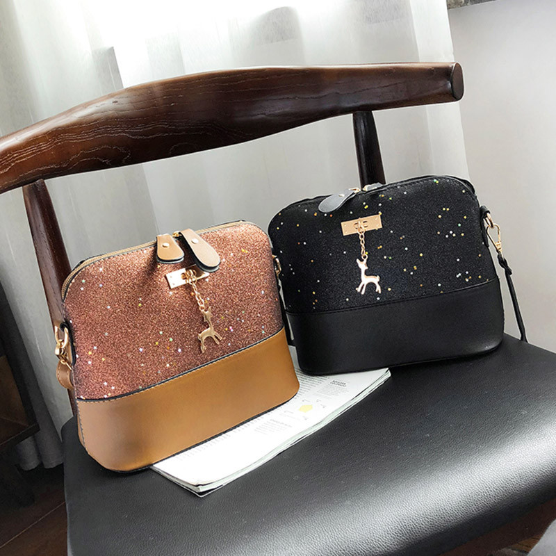 Moodne naiste kott Naiste PU-nahast käekott Tõmblukuga õlakott Litrid Deer Decor Vabaaja kotid Sac Bandouliere Femme