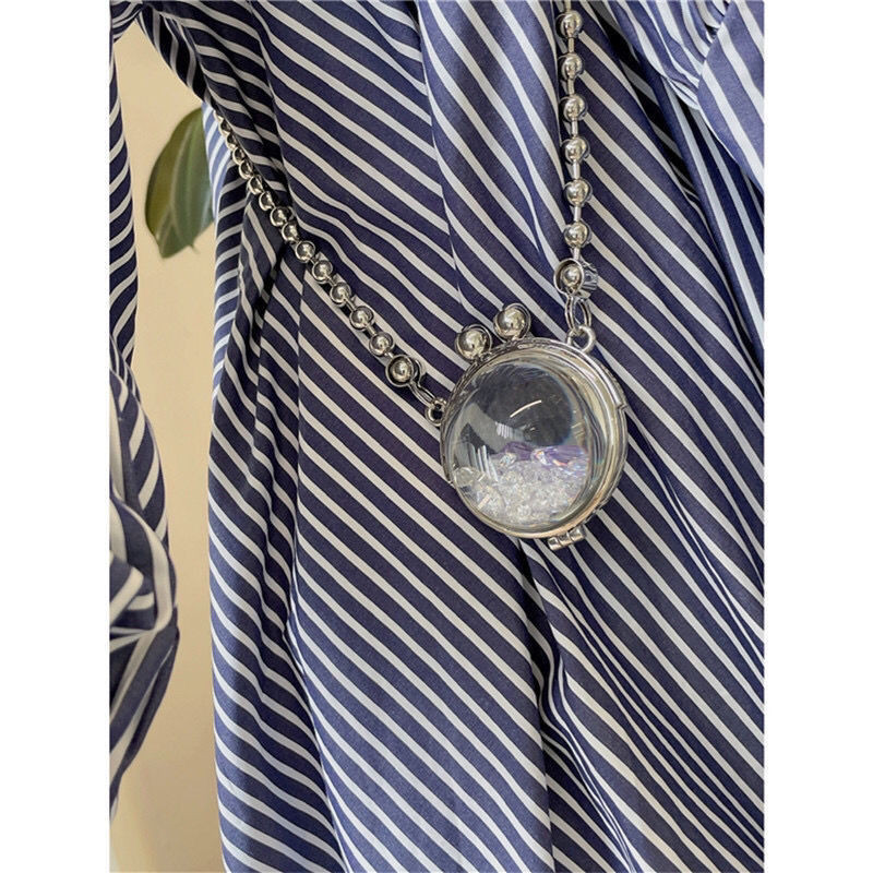 MINI Kott Naiste kristallist ümmargused ketid Litritega mood Hasp Läbipaistev õlakott Käekott Ornamendikott Sweet