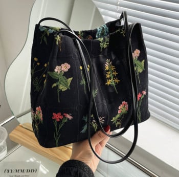 Επώνυμη μάρκα Large Flowers Tote Bag 2022 Νέα υψηλής ποιότητας υφασμάτινη γυναικεία επώνυμη τσάντα Τσάντες ώμου Τσάντες ώμου υψηλής χωρητικότητας