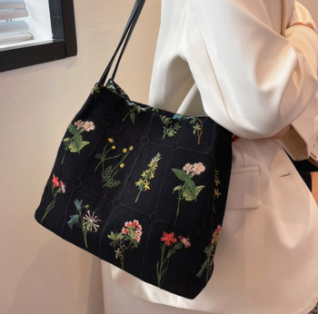 Επώνυμη μάρκα Large Flowers Tote Bag 2022 Νέα υψηλής ποιότητας υφασμάτινη γυναικεία επώνυμη τσάντα Τσάντες ώμου Τσάντες ώμου υψηλής χωρητικότητας