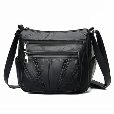 Women`s Soft Leather Shoulder Bag Multi-layer Crossbody Bag High Quality Small Messenger Bags Design Handbag For Female Bolso