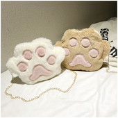 Girls Cartoon βελούδινη τσάντα ώμου Cute and Cute Cat Claw Chain Hit Έγχρωμη Τσάντα ώμου Φοιτητική προσωπικότητα Μικρή τσάντα