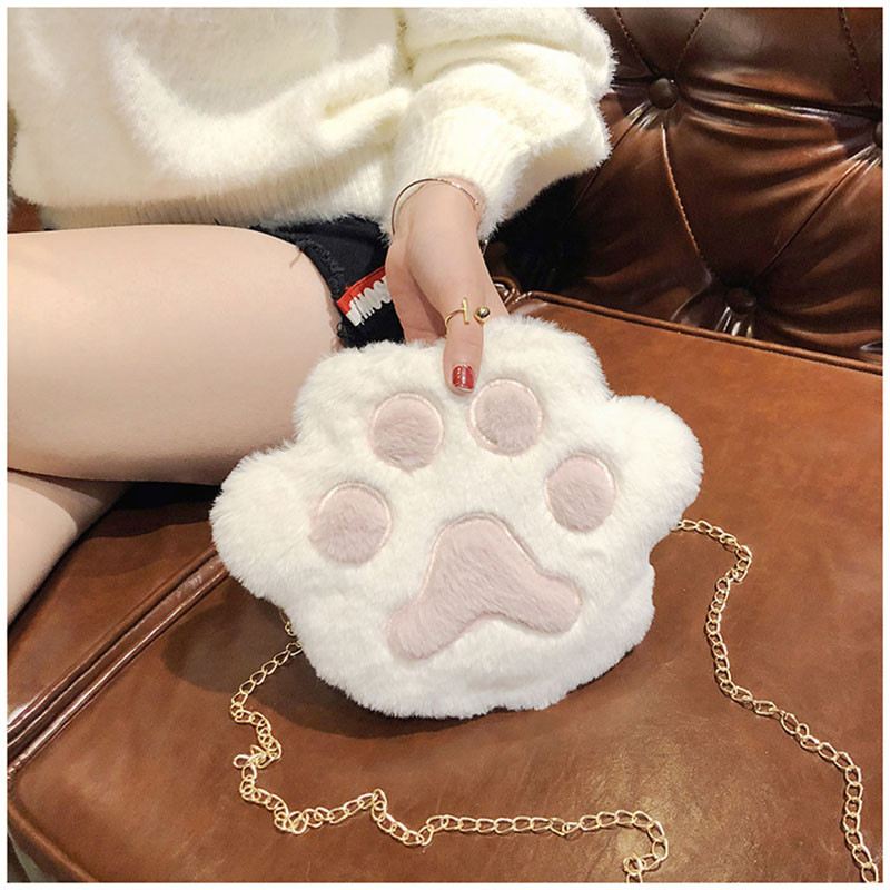 Girls Cartoon βελούδινη τσάντα ώμου Cute and Cute Cat Claw Chain Hit Έγχρωμη Τσάντα ώμου Φοιτητική προσωπικότητα Μικρή τσάντα
