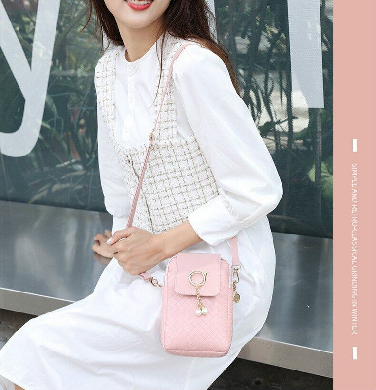 Mini geantă de umăr pentru telefon mobil încrucișată Poșetă cu monede țesute cu ciucuri de perle geantă de femeie în stil de acoperire, geantă diagonală de umăr