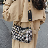 Youda Vintage Houndstooth Bucket Τσάντες Νέα άγρια μάλλινη υφασμάτινη τσάντα γυναικεία τσάντα χιαστί ώμου Tote Γυναικείες τσάντες πορτοφόλια