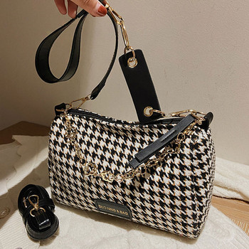 Youda Vintage Houndstooth Bucket Bags Нова дамска чанта от див вълнен плат Дамска чанта през рамо през рамо Tote Дамски чанти Портмонета