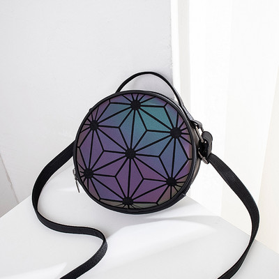 Brändi helendav naiste õlakott Armas ümmargune helkur geomeetriline holograafiline kott tüdrukutele Party Crossbody kott naistele clutch