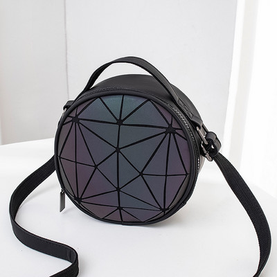 Brändi helendav naiste õlakott Armas ümmargune helkur geomeetriline holograafiline kott tüdrukutele Party Crossbody kott naistele clutch