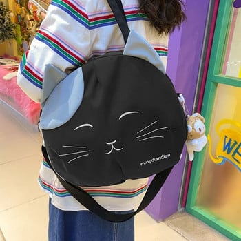 2022 Canvas Prints Cat Satchel Messenger Чанта през рамо Дамски чанти за пазаруване на хранителни стоки за многократна употреба Преносима чанта Tote Ученическа чанта Crossbody