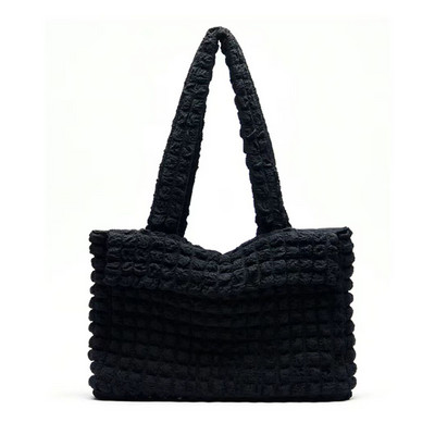 Hylhexyr nailonist kandekott Plisseeritud tepitud mull-puuvillast käekott Kerged, lihtsad suure mahuga õlakottid