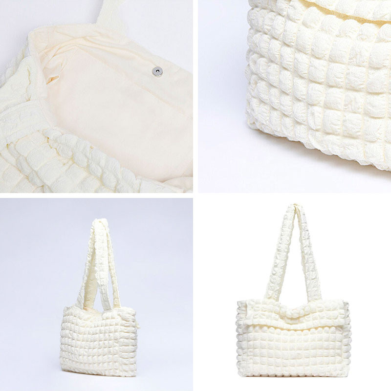 Hylhexyr nailonist kandekott Plisseeritud tepitud mull-puuvillast käekott Kerged, lihtsad suure mahuga õlakottid