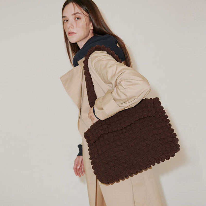 Hylhexyr nailonist kandekott Plisseeritud tepitud mull-puuvillast käekott Kerged, lihtsad suure mahuga õlakottid