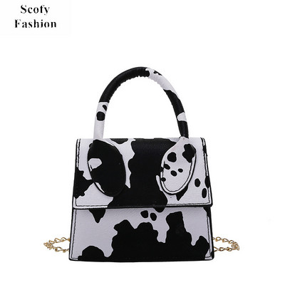 SCOFY FASHION Cow Print Mini Crossbody somas sievietēm Eleganta rokassoma un somiņa Luksusa augsta dizaina ziedu maza plecu soma