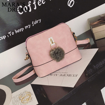 Mara\'s Dream Women Messenger Bags Cute Shell PU Leather Candy Color Fur Ball Tassel Zipper Handbag Ежедневна чанта