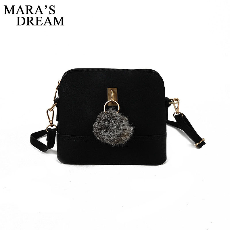 Mara`s Dream Naiste Sõnumikotid Armsad Shell PU-nahast kommid värvilised karusnahast pallid Tutt Tõmblukuga käekott vabaajakott