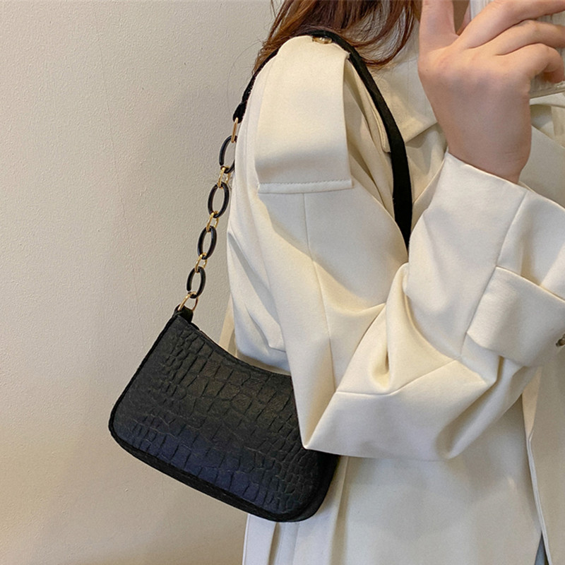 Felt Moda pentru femei Geantă de cumpărături rafinată Genți de mână cu lanț de lux Geantă de umăr la subrat Textura avansată Genți de mână pentru femei Poșete