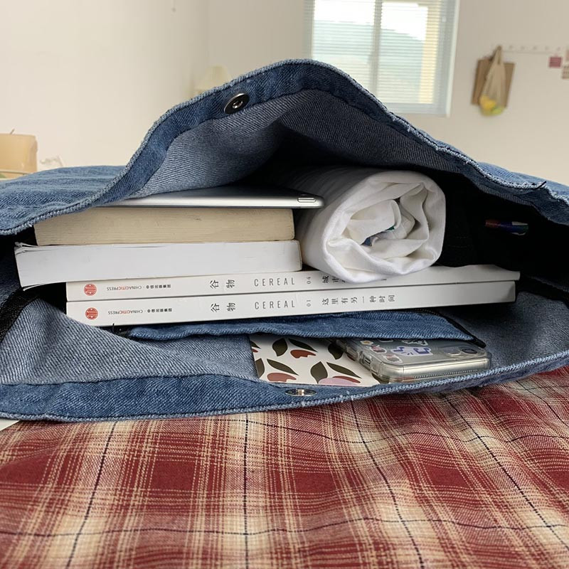 Τσάντες ώμου μεγάλης χωρητικότητας για γυναίκες Harajuku Cowboy τσάντες χιαστί ρετρό casual φοιτητικές τσάντες τσάντες τσάντες μονόχρωμες τζιν