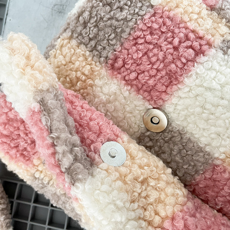 Naiste väike plüüsist õlakott Naiste ruuduline põikkott vabaaja armas käekott Tüdrukutele tõmblukuga rahakott Lamb nagu kott