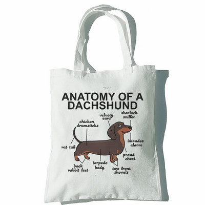 Taks Naljakas Naiste Käekotid Õlakotid Vabaaja ostlemine Tüdrukud Koer Loom Must Käekott Naiste Elegantne lõuendist kott