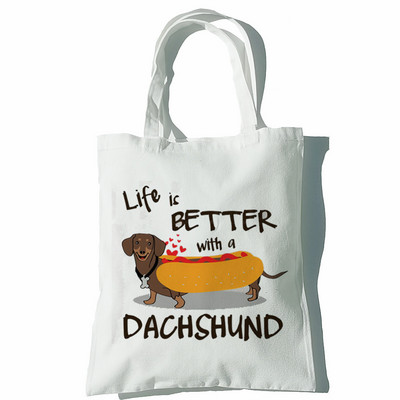 Taks Naljakas Naiste Käekotid Õlakotid Vabaaja ostlemine Tüdrukud Koer Loom Must Käekott Naiste Elegantne lõuendist kott