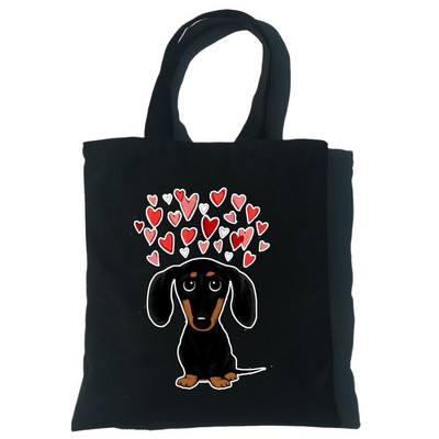 Taks Naljakas Naiste Käekotid Õlakotid Vabaaja ostlemine Tüdrukud Koer Loom Must Käekott Naiste Elegantne lõuendist kott