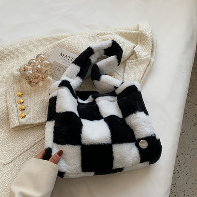 Geantă de pluș pentru femei, de călătorie de mare capacitate, genți de designer pentru femei, iarnă, calduroasă, drăguță, moale, genți pentru cumpărături de umăr pentru femei