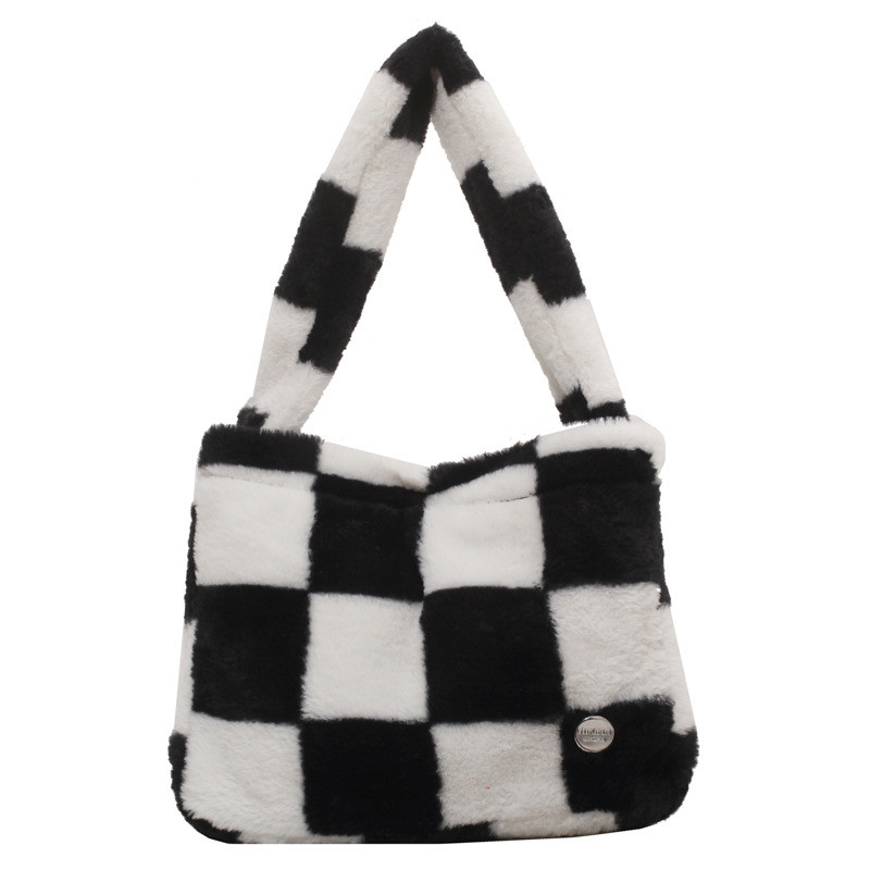 Geantă de pluș pentru femei, de călătorie de mare capacitate, genți de designer pentru femei, iarnă, calduroasă, drăguță, moale, genți pentru cumpărături de umăr pentru femei