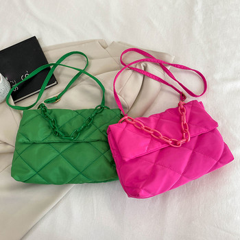 Матово розова ромбична дизайнерска дамска чанта с пухена чанта с верижка Портмоне за дамска чанта за рамо Пазарски чанти