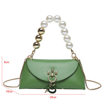 Модна дамска чанта с черупки, ретро чанта през рамо с перлена верига за жени Лято 2022 г. Мини малка чанта през рамо Дизайнерска чанта тип клъч