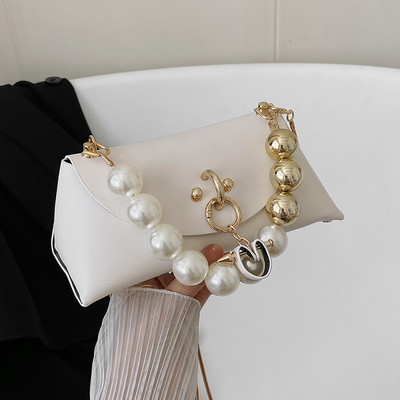 Fashion Shell erszényes táska Vintage Pearl láncos válltáska nőknek 2022 nyári mini kis Crossbody táska tervezői kuplungtáska
