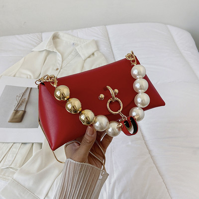 Fashion Shell erszényes táska Vintage Pearl láncos válltáska nőknek 2022 nyári mini kis Crossbody táska tervezői kuplungtáska